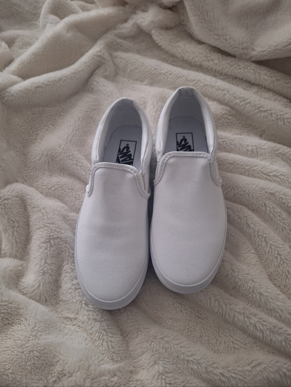 Vans White Classic Slip-On Canvas Sneakers
